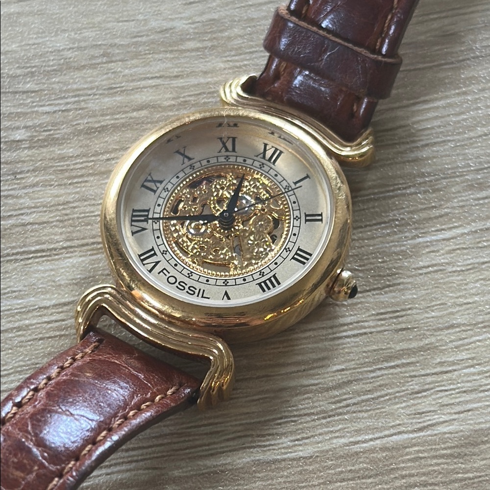 Fossil Gold and Brown Leather Watch
